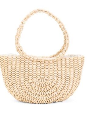 Natural Rachel Ashwell Wooden Beaded Bag Summer Purse Excellent Condition